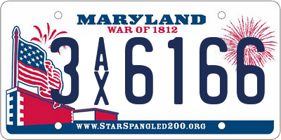 MD license plate 3AX6166