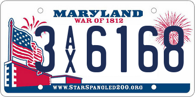 MD license plate 3AX6168