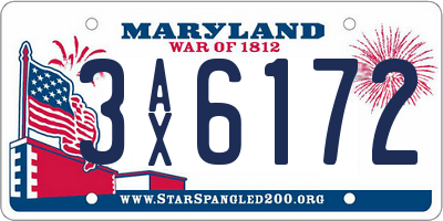 MD license plate 3AX6172