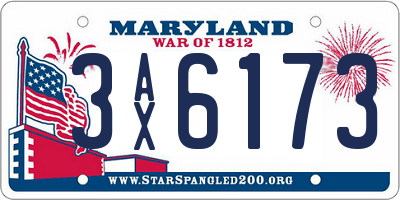 MD license plate 3AX6173