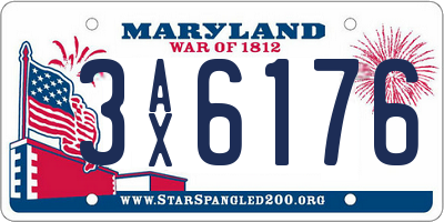 MD license plate 3AX6176