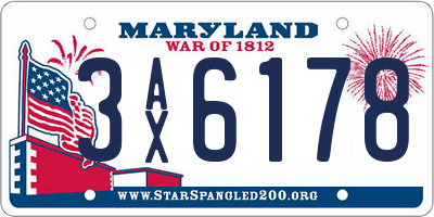 MD license plate 3AX6178