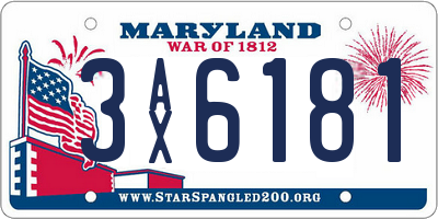 MD license plate 3AX6181