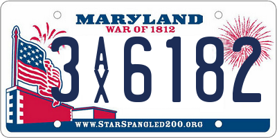 MD license plate 3AX6182