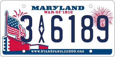 MD license plate 3AX6189