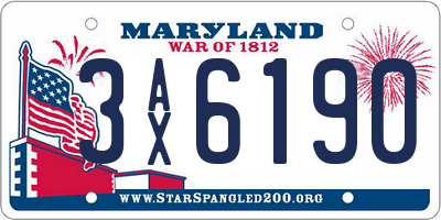 MD license plate 3AX6190