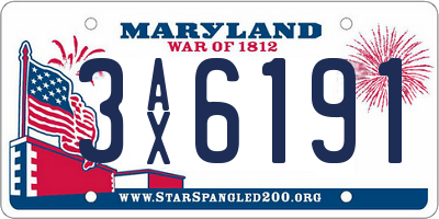 MD license plate 3AX6191