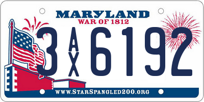 MD license plate 3AX6192