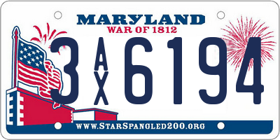 MD license plate 3AX6194
