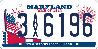 MD license plate 3AX6196