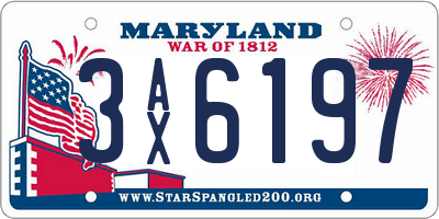 MD license plate 3AX6197