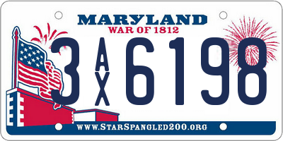 MD license plate 3AX6198
