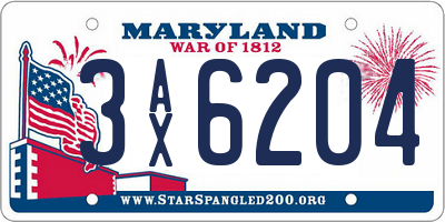 MD license plate 3AX6204