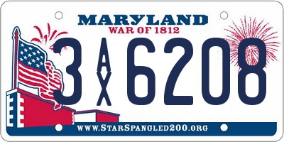 MD license plate 3AX6208