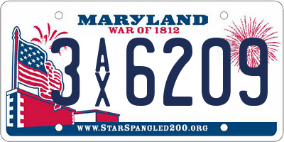 MD license plate 3AX6209