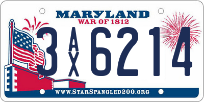 MD license plate 3AX6214