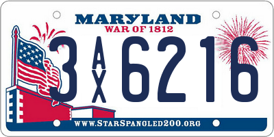 MD license plate 3AX6216