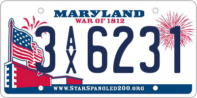 MD license plate 3AX6231