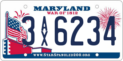 MD license plate 3AX6234