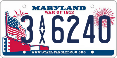 MD license plate 3AX6240