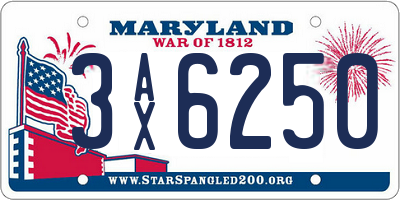 MD license plate 3AX6250