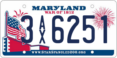 MD license plate 3AX6251