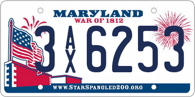 MD license plate 3AX6253