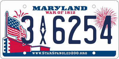 MD license plate 3AX6254