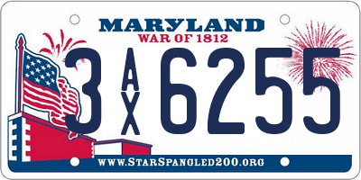 MD license plate 3AX6255