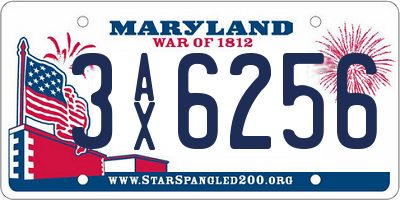 MD license plate 3AX6256