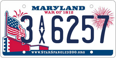 MD license plate 3AX6257