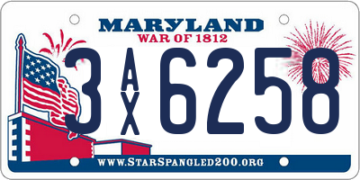MD license plate 3AX6258