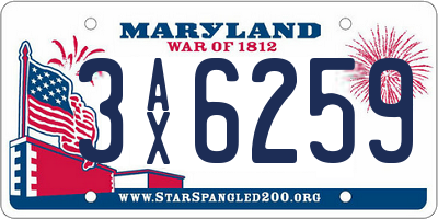 MD license plate 3AX6259