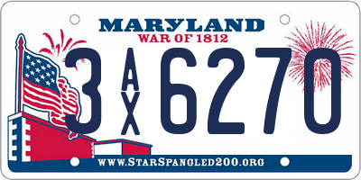MD license plate 3AX6270