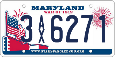 MD license plate 3AX6271