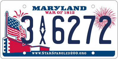 MD license plate 3AX6272