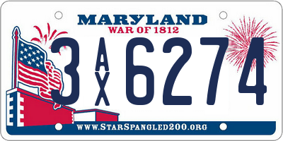 MD license plate 3AX6274