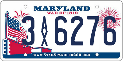 MD license plate 3AX6276