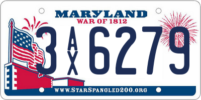 MD license plate 3AX6279