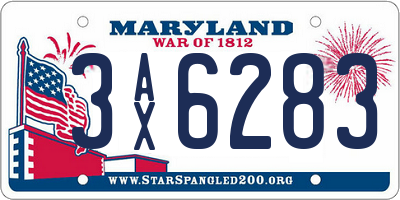 MD license plate 3AX6283