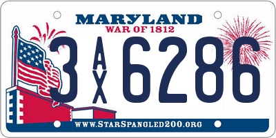 MD license plate 3AX6286