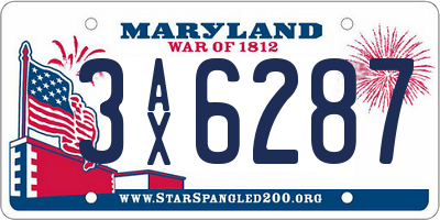 MD license plate 3AX6287
