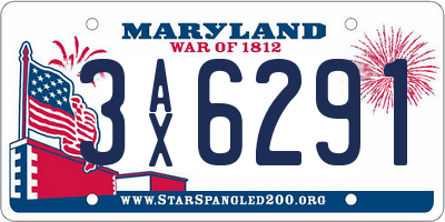 MD license plate 3AX6291