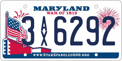 MD license plate 3AX6292