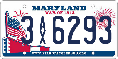 MD license plate 3AX6293