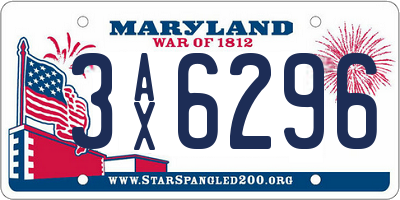 MD license plate 3AX6296