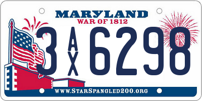 MD license plate 3AX6298