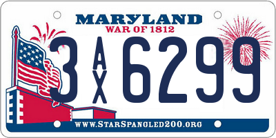 MD license plate 3AX6299