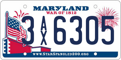 MD license plate 3AX6305