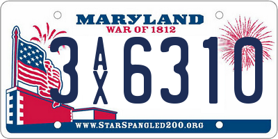 MD license plate 3AX6310